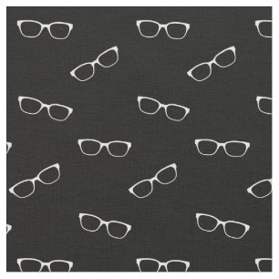 Schwarz gefärbtes Gewebe mit Brille Print Stoff