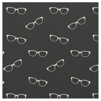 Schwarz gefärbtes Gewebe mit Brille Print Stoff