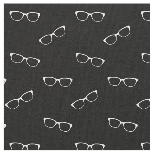 Schwarz gefärbtes Gewebe mit Brille Print Stoff (Nahaufnahme)