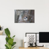 Schwarz gekappte Chickade im Schnee - entfernbarer Poster (Heimbüro)