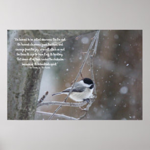 Schwarz gekappte Chickade im Schnee - entfernbarer Poster