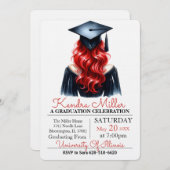 Schwarz-Gelb-Abschluss Einladung (Vorne/Hinten)