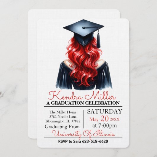 Schwarz-Gelb-Abschluss Einladung (Vorne/Hinten)