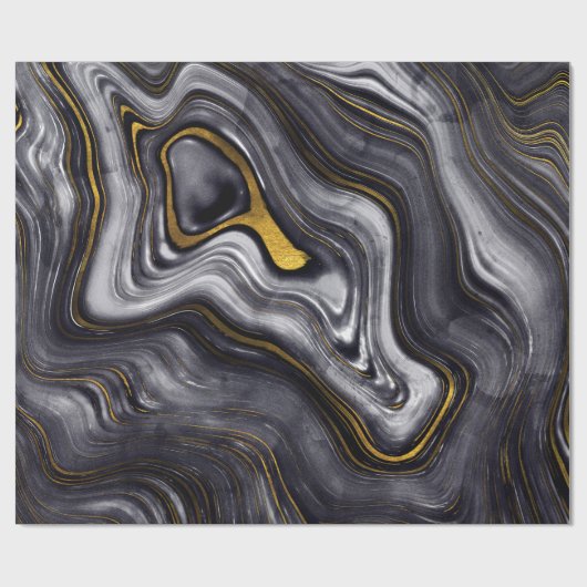 Schwarz-Gelb-Agarve-Marmor sieht luxuriöses Party  Geschenkpapier (Flach)