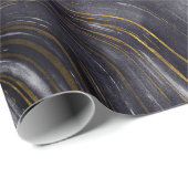 Schwarz-Gelb-Agarve-Marmor sieht luxuriöses Party  Geschenkpapier (Rolleneckpunkt)