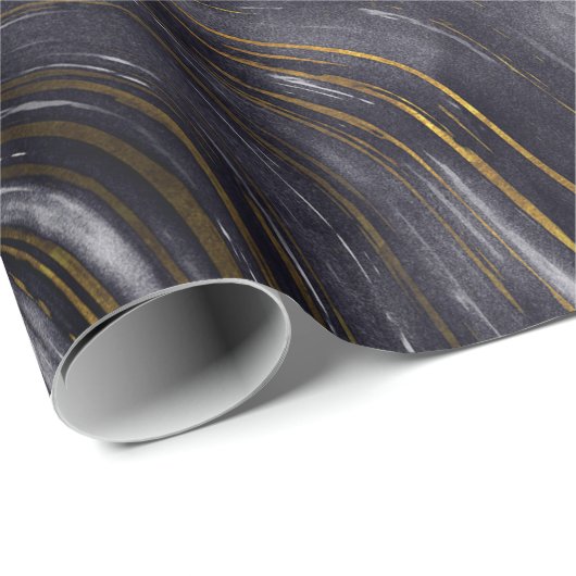 Schwarz-Gelb-Agarve-Marmor sieht luxuriöses Party  Geschenkpapier (Rolleneckpunkt)