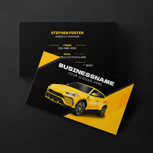 Schwarz & Gelb Automotive Auto-Detailing Autoteile Visitenkarte