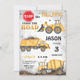 Schwarz-Gelb-Bauweise Geburtstagseinladung Einladung