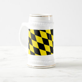 Schwarz-Gelb-Bayern Diamantfahne-Muster Bierglas