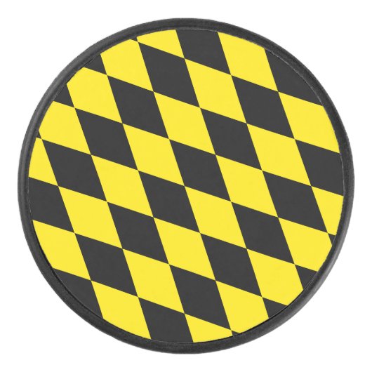 Schwarz-Gelb-Bayern Diamantfahne-Muster Eishockey Puck (Vorderseite)