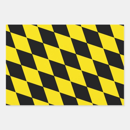 Schwarz-Gelb-Bayern Diamantfahne-Muster Geschenkpapier Set (Vorderseite 3)