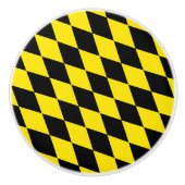 Schwarz-Gelb-Bayern Diamantfahne-Muster Keramikknauf (Vorderseite)