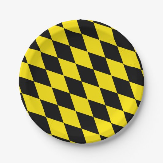 Schwarz-Gelb-Bayern Diamantfahne-Muster Pappteller (Vorderseite)