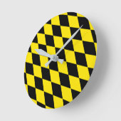 Schwarz-Gelb-Bayern Diamantfahne-Muster Runde Wanduhr (Winkel)