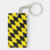 Schwarz-Gelb-Bayern Diamantfahne-Muster Schlüsselanhänger (Rückseite)