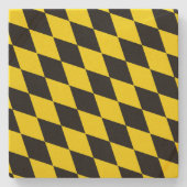 Schwarz-Gelb-Bayern Diamantfahne-Muster Steinuntersetzer (Vorderseite)