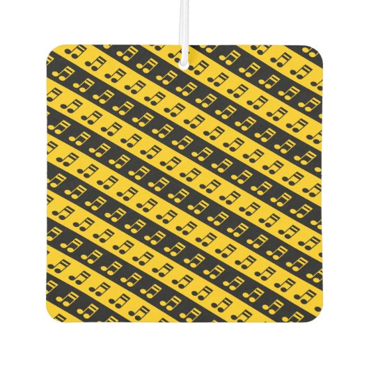 Schwarz & Gelb Beamed Sechzehnte Notes Muster Autolufterfrischer (Vorderseite)