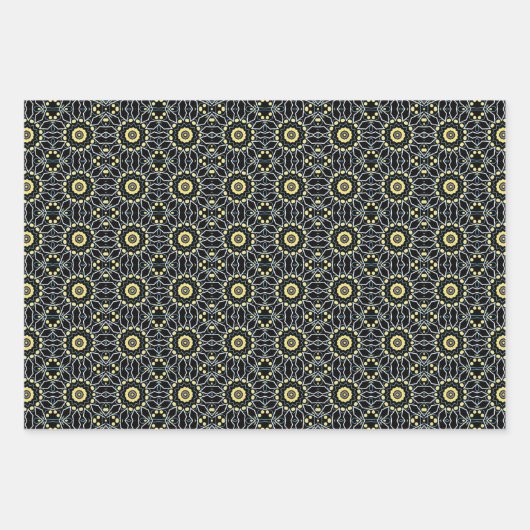 Schwarz Gelb & Beige Elegante geometrische Muster Geschenkpapier Set (Vorderseite 2)