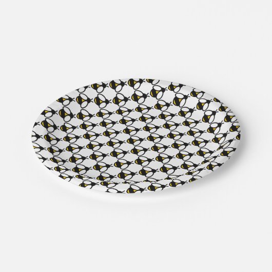 Schwarz-Gelb-Bienenkulptur Pappteller (Schrägansicht)