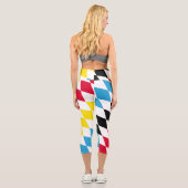Schwarz-Gelb-Blau-Bayern Diamantfarben-Muster Capri Leggings (Rückseite)