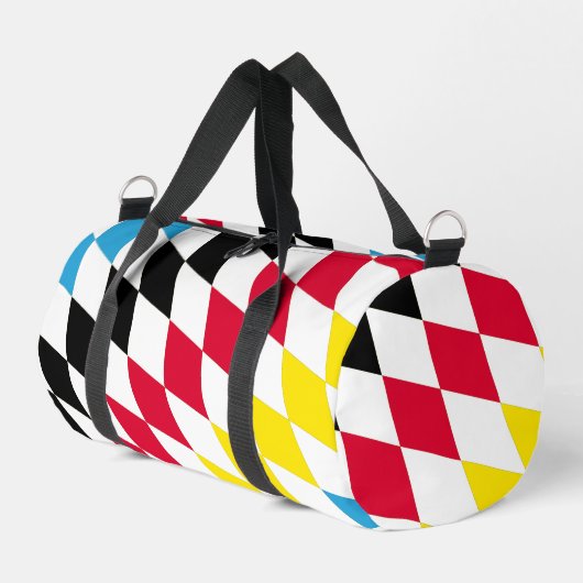 Schwarz-Gelb-Blau-Bayern Diamantfarben-Muster Duffle Bag (Linke Seite)