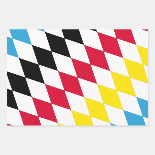 Schwarz-Gelb-Blau-Bayern Diamantfarben-Muster Geschenkpapier Set (Vorderseite 2)