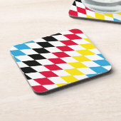 Schwarz-Gelb-Blau-Bayern Diamantfarben-Muster Getränkeuntersetzer (Linke Seite)