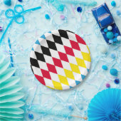 Schwarz-Gelb-Blau-Bayern Diamantfarben-Muster Pappteller (Party)