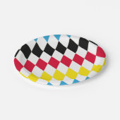 Schwarz-Gelb-Blau-Bayern Diamantfarben-Muster Pappteller (Schrägansicht)