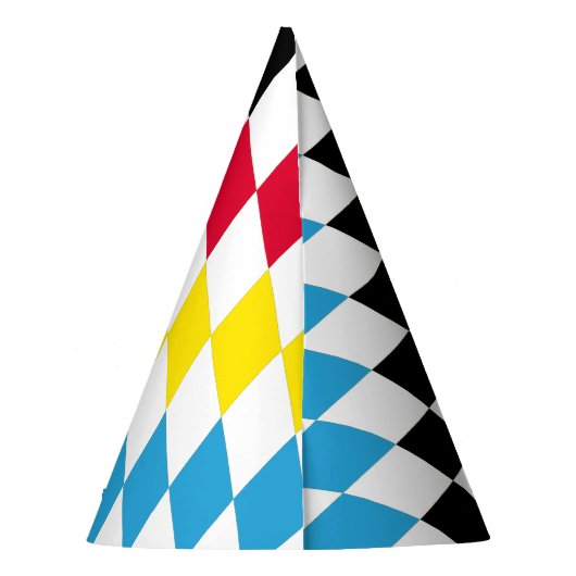 Schwarz-Gelb-Blau-Bayern Diamantfarben-Muster Partyhütchen (Rückseite)