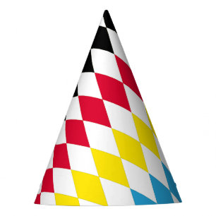 Schwarz-Gelb-Blau-Bayern Diamantfarben-Muster Partyhütchen