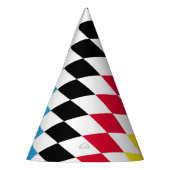 Schwarz-Gelb-Blau-Bayern Diamantfarben-Muster Partyhütchen (Links)