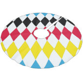 Schwarz-Gelb-Blau-Bayern Diamantfarben-Muster Polyester Weihnachtsbaumdecke (Schrägansicht)