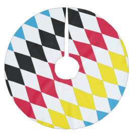 Schwarz-Gelb-Blau-Bayern Diamantfarben-Muster Polyester Weihnachtsbaumdecke