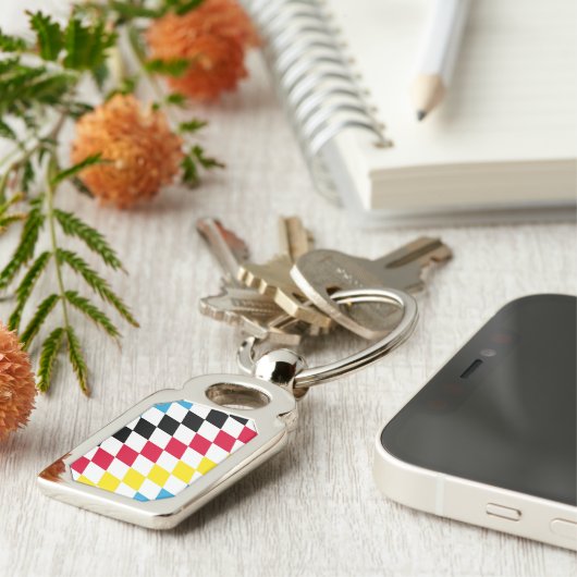 Schwarz-Gelb-Blau-Bayern Diamantfarben-Muster Schlüsselanhänger (Seite)