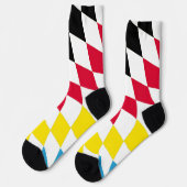 Schwarz-Gelb-Blau-Bayern Diamantfarben-Muster Socken (Linkes Detail)