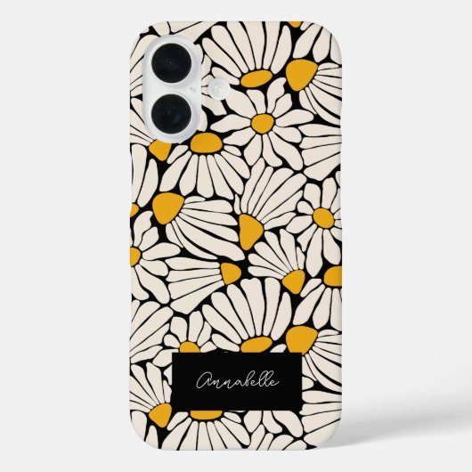 Schwarz-Gelb-Blumenstempel Case-Mate iPhone Hülle (Rückseite)