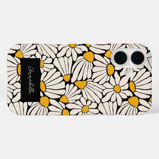 Schwarz-Gelb-Blumenstempel Case-Mate iPhone Hülle (Rückseite (Horizontal))