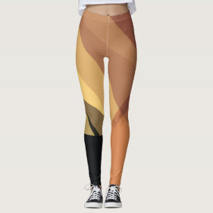 Schwarz-Gelb-Braun Modernes geometrisches Muster Leggings