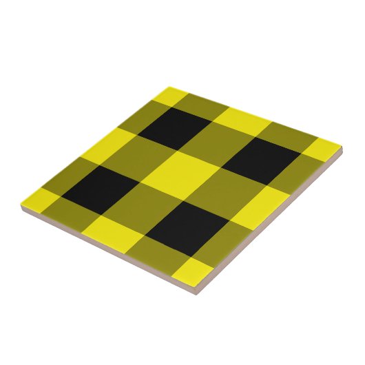 Schwarz-Gelb-Checked-Keramik Fliese (Seite)