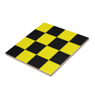 Schwarz-Gelb-Checked-Keramik Fliese