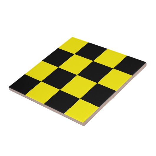 Schwarz-Gelb-Checked-Keramik Fliese (Seite)