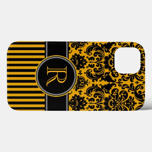 Schwarz, Gelb-Damaskus-Streifen-iPad Air Hüllen (Rückseite (Horizontal))