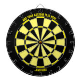 Schwarz-Gelb-Dartboard mit benutzerdefiniertem Tex Dartscheibe (vorne)
