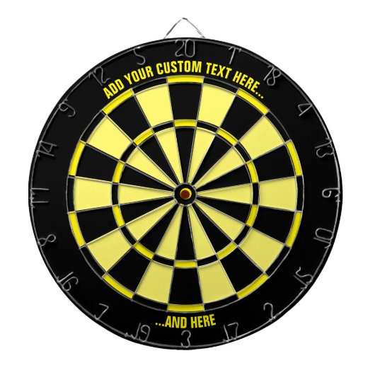Schwarz-Gelb-Dartboard mit benutzerdefiniertem Tex Dartscheibe (vorne)