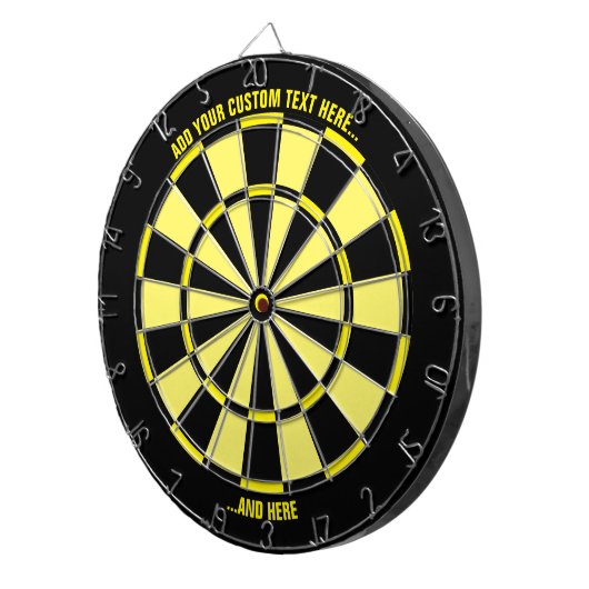 Schwarz-Gelb-Dartboard mit benutzerdefiniertem Tex Dartscheibe (Vorderseite rechts)