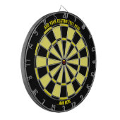 Schwarz-Gelb-Dartboard mit benutzerdefiniertem Tex Dartscheibe (Vorderseite Links)
