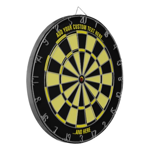 Schwarz-Gelb-Dartboard mit benutzerdefiniertem Tex Dartscheibe (Vorderseite Links)