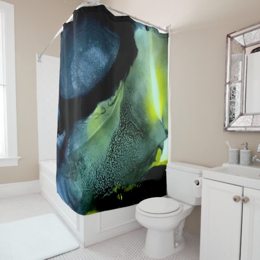 Schwarz-Gelb-Duschvorhang | Modern/maskuline Duschvorhang (Beispiel)