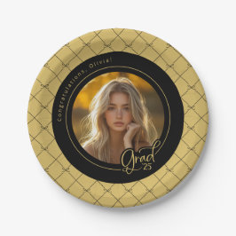 Schwarz-Gelb-Foto-Abschluss-Papierplatte Pappteller